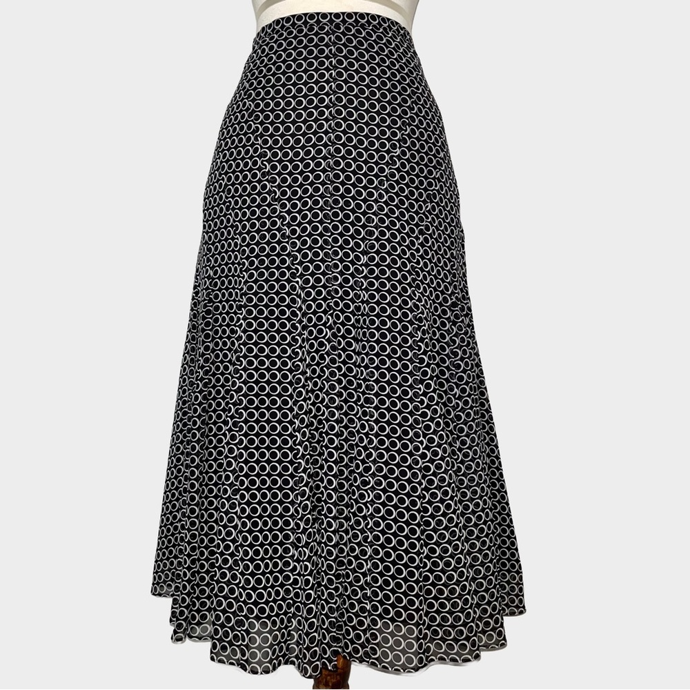 Vintage 1990s Jones New York Collection Silk Midi Skirt – Black & White